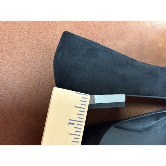 COACH and FOUR Ballet Flats Metallic Sliver Heel Pointed Toe Black Size 6 SlipOn - Picture 11 of 11